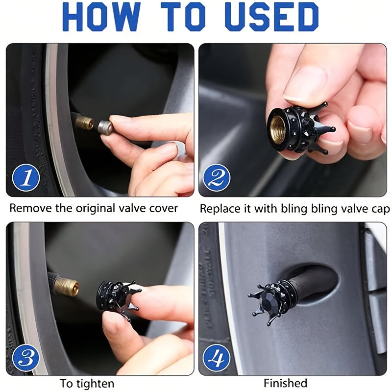 4 Pack Tire Valve Caps Durable Plastic Dust Covers for Cars and Motorcycles