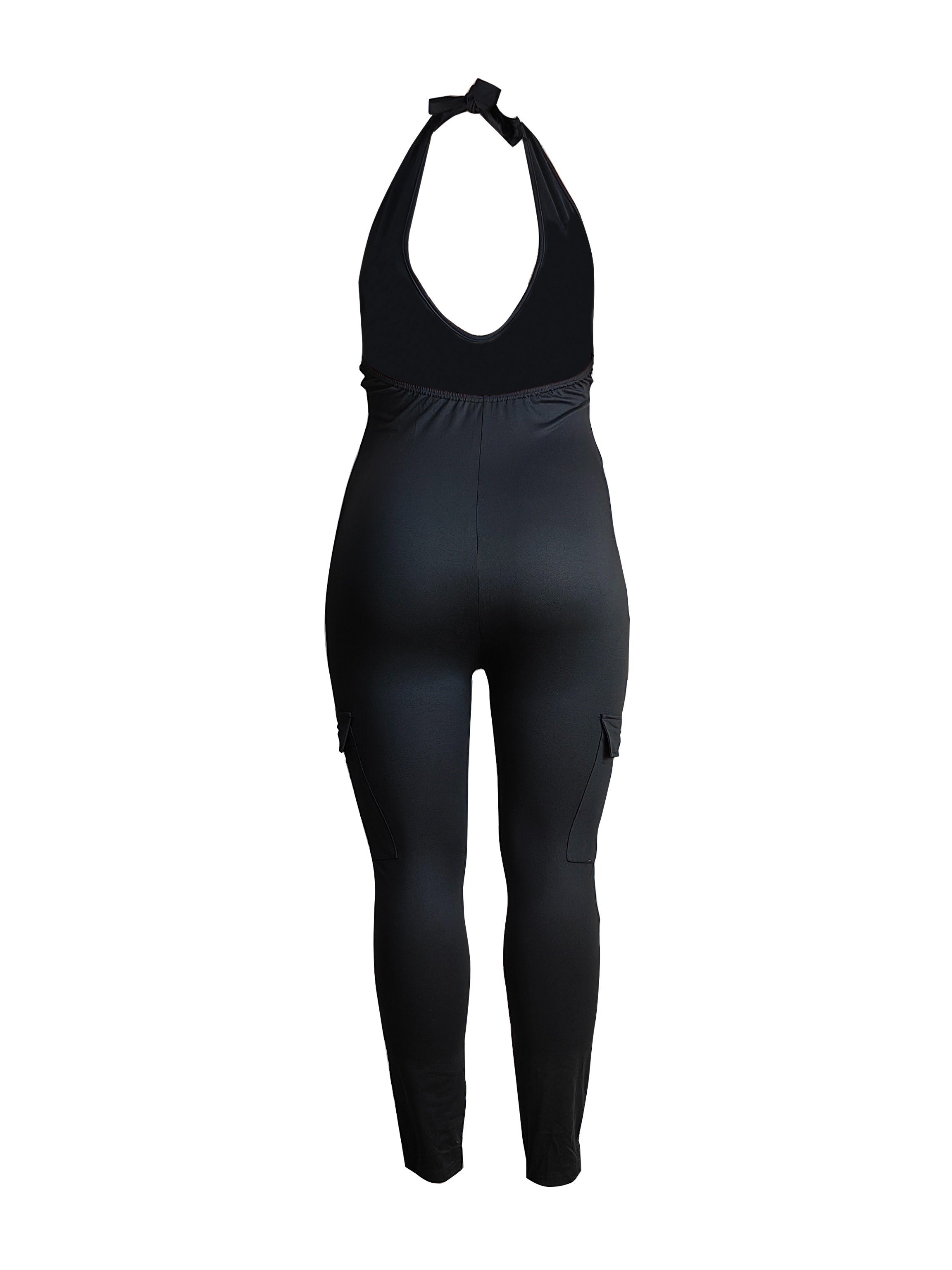 Plus Size Women's Black Stretch Bodysuit Jumpsuit for Casual and Formal Wear
