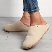 Women's Tan Mules Flat Slip-On Loafers with Ankle Strap