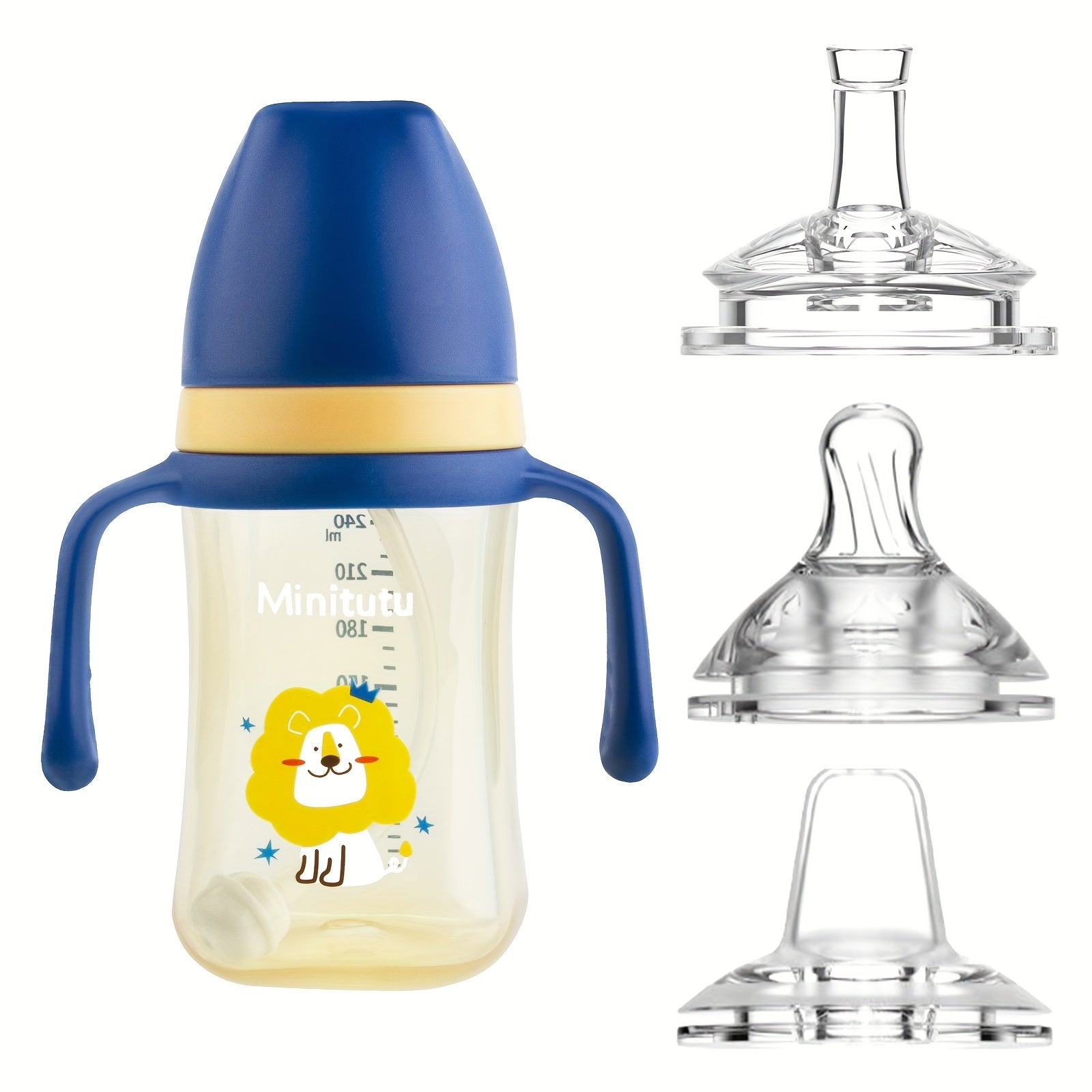 Weighted Plastic Sippy Cup for Toddlers with Handles and 3 Spouts Leak Proof Non Slip