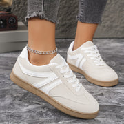 Women's Casual Retro Flat Lace-Up Sneakers Microfiber Low Top All-Season