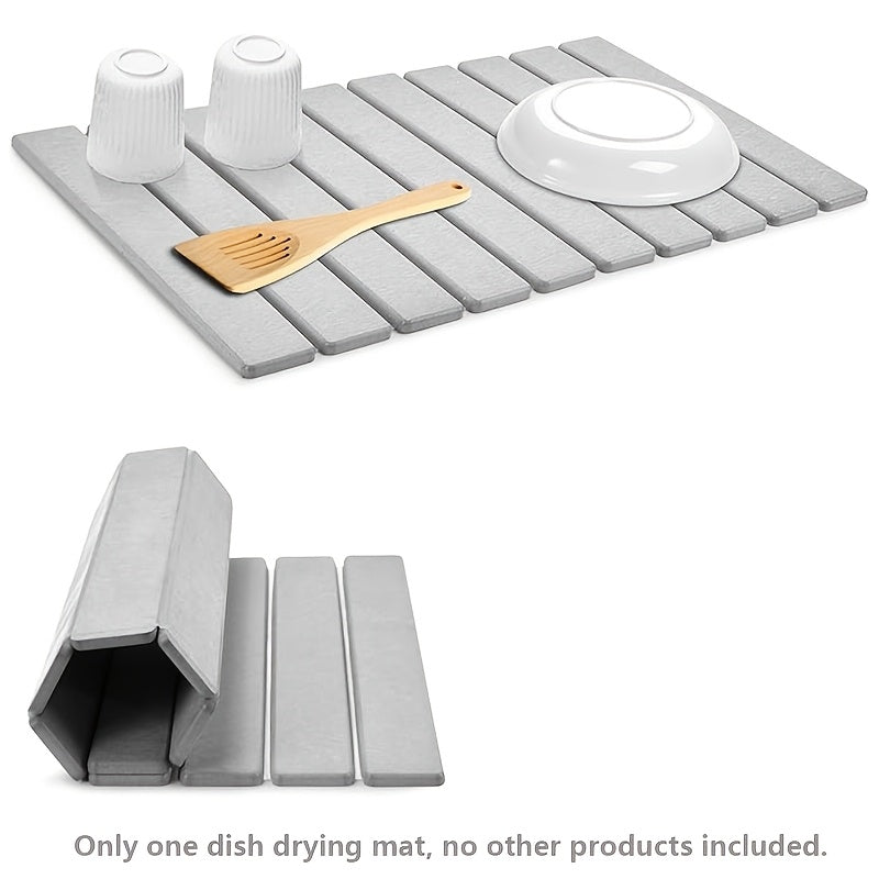 Foldable Diatom Mud Dish Drying Mat 60.96x40.64cm Absorbent Kitchen Bathroom