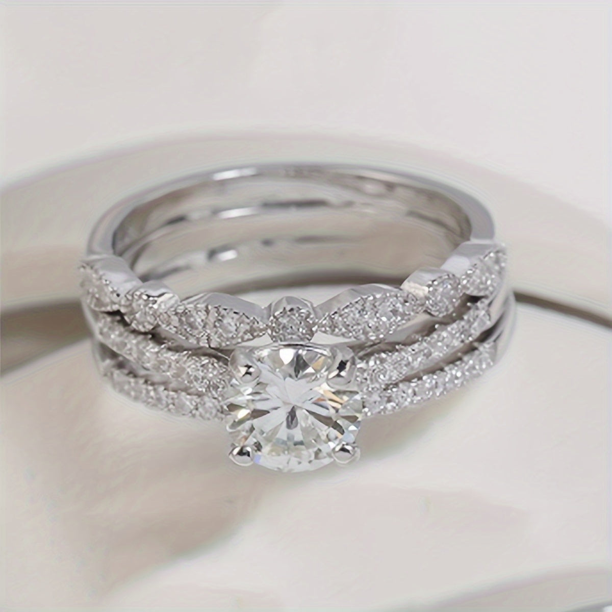 Sterling Silver Stack Ring for Women with Moissanite 2-3ct Gift Box