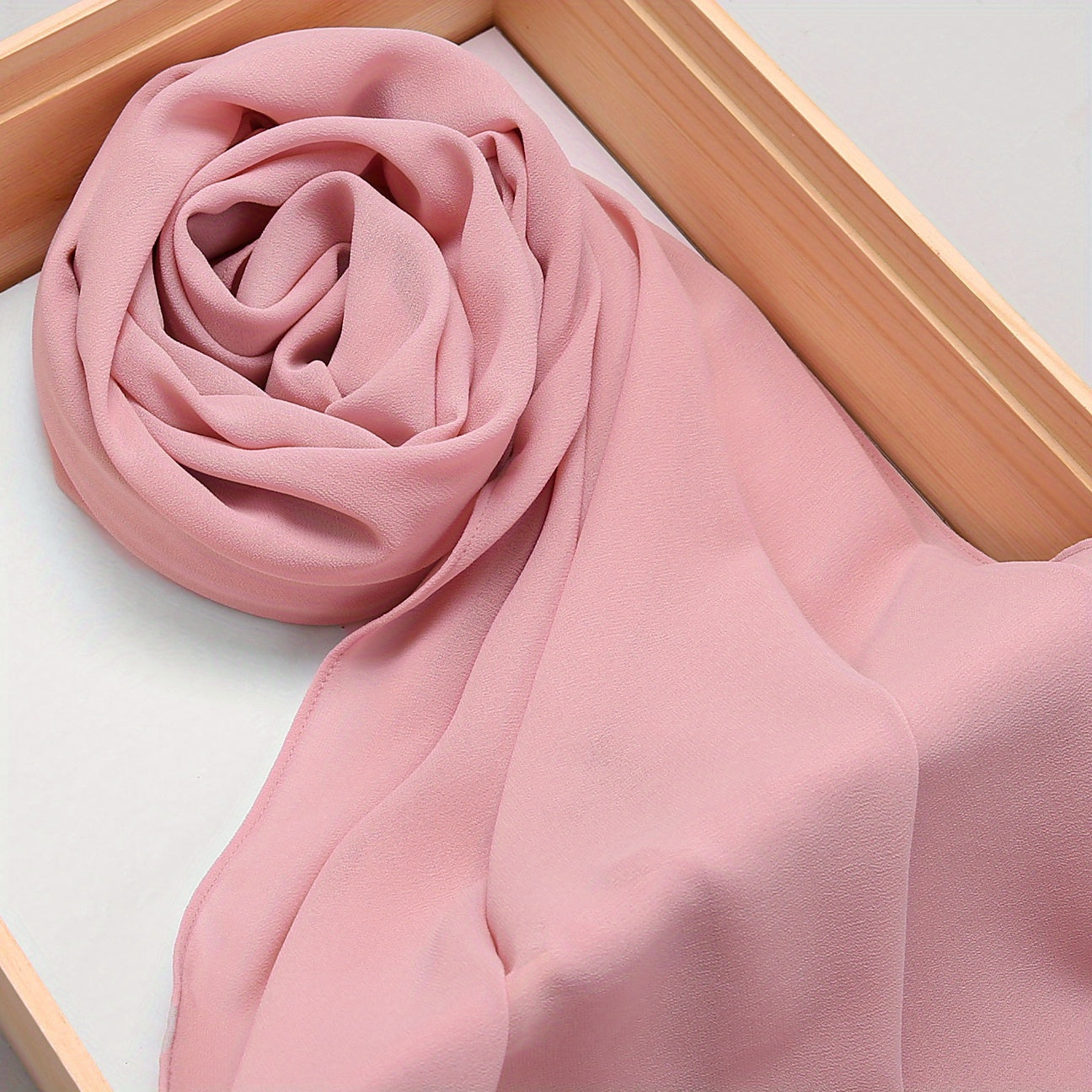 Woven Polyester Chiffon Hijab Scarf Solid Color Lightweight Muslim Head Cover for Casual Ramadan