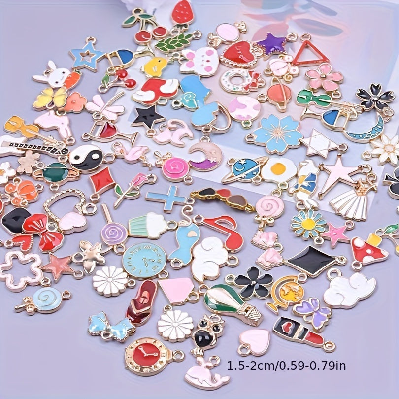 Assorted Jewelry Charms Pack of 30 50 or 100 Flower and Heart Floating Charms