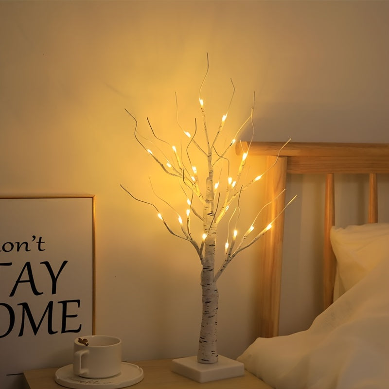Qarag'ay daraxti stol chirog'i, sozlanadigan LED yoritish, batareya bilan ishlaydi, yotoqxona bezatish uchun ideal - kalit bilan boshqariladi, qayta zaryadlanmaydi.