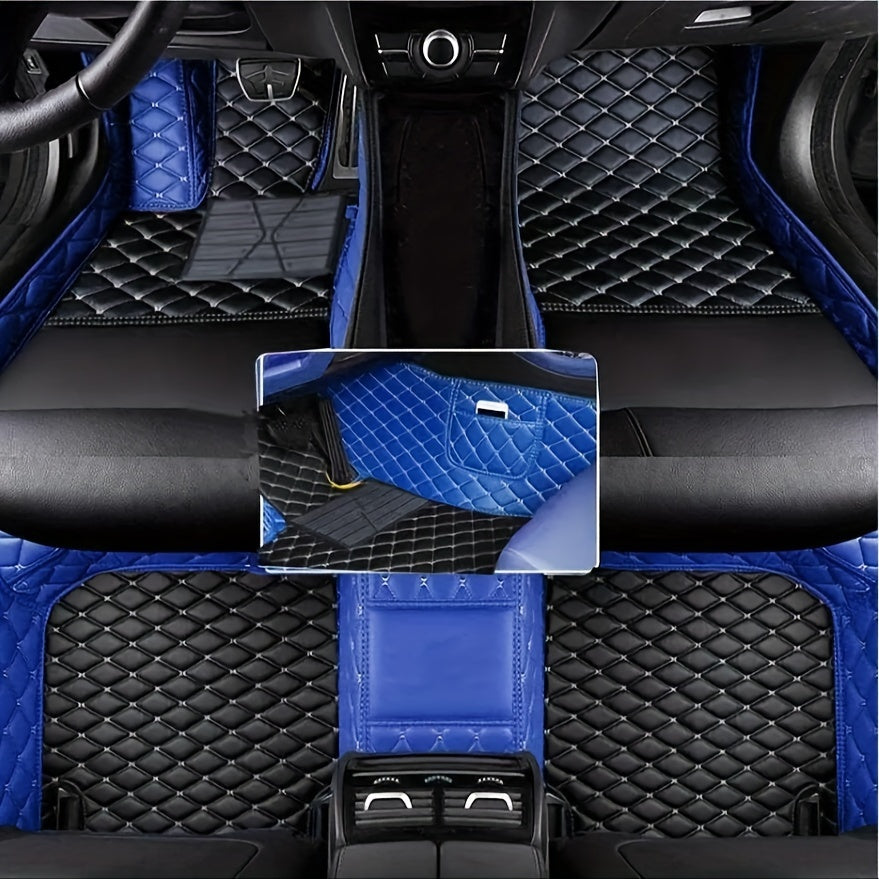 All-Season PU Leather Floor Mats for EV Car Black Full Set
