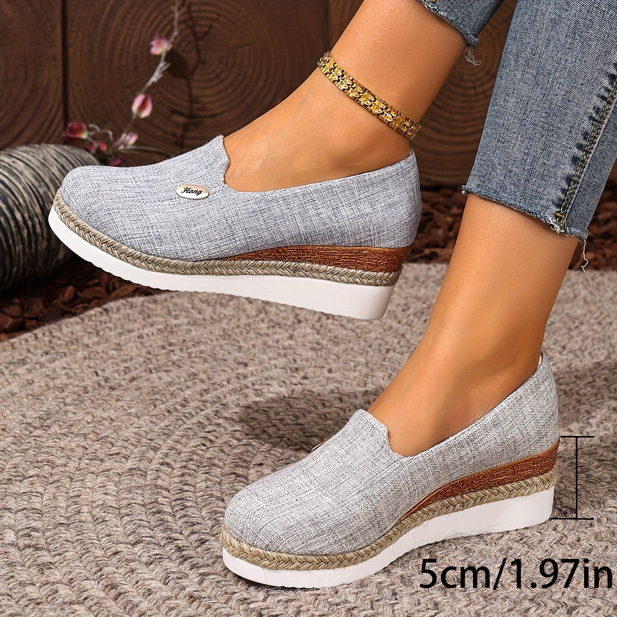 Women's Casual Espadrille Platform Pumps with Round Toe and High Heel