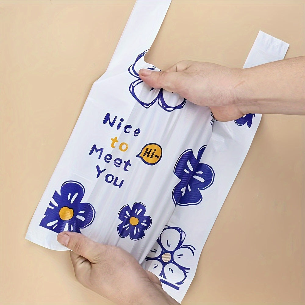 50 dona bardoshli plastmassa tote sumkalar, xarid qilish va sovg‘a qilish uchun