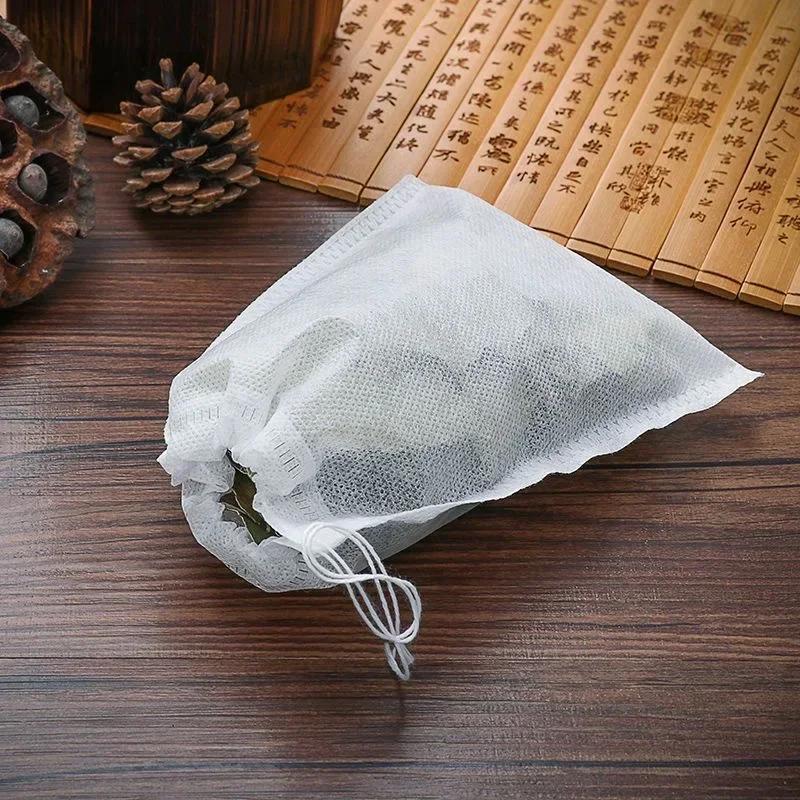 Disposable Non-Woven Drawstring Tea Filter Bags 100 Pack for Coffee and Spices