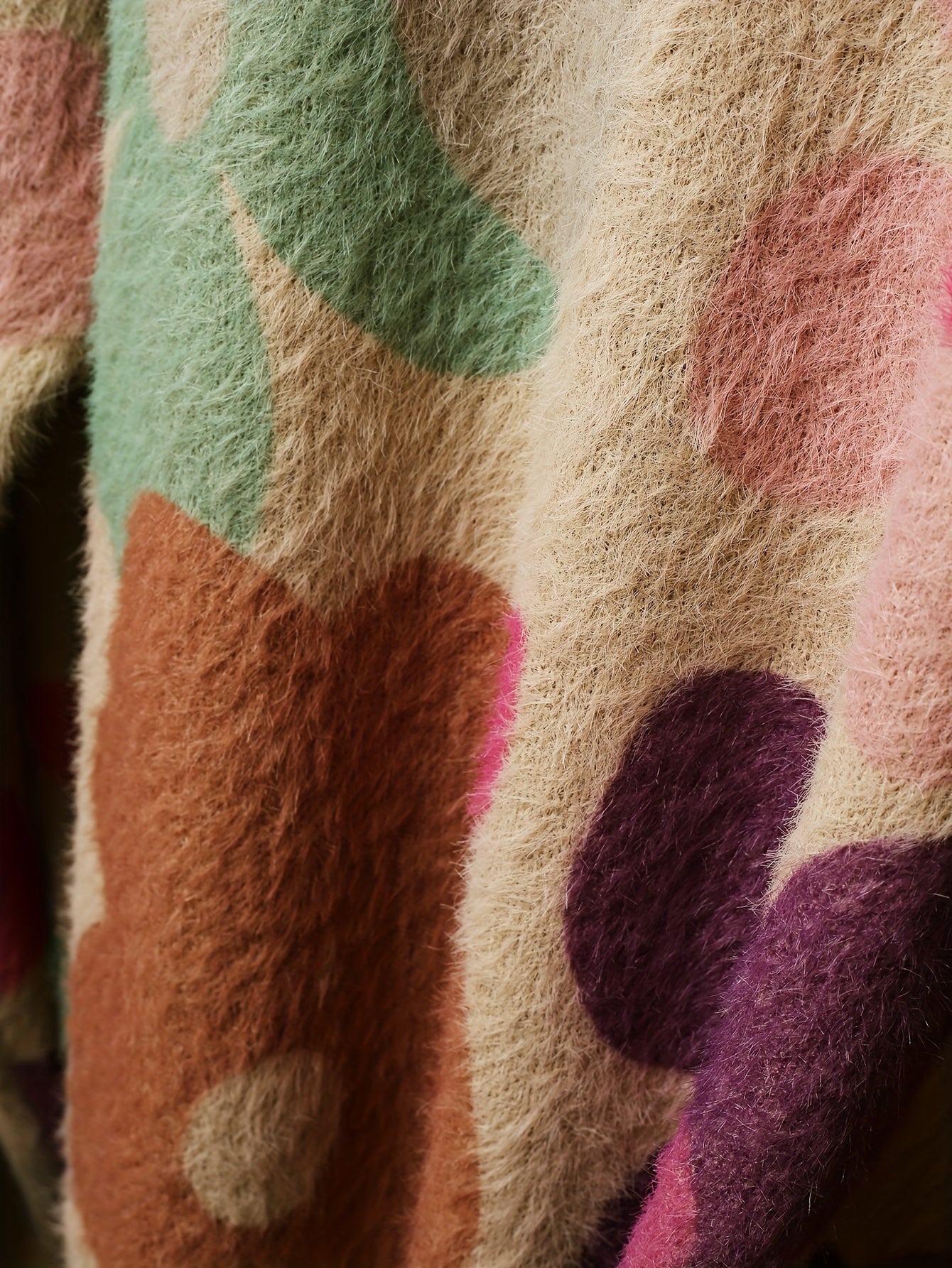 Women's Floral Print V-Neck Button Cardigan Sweater Loose Fit Open Front