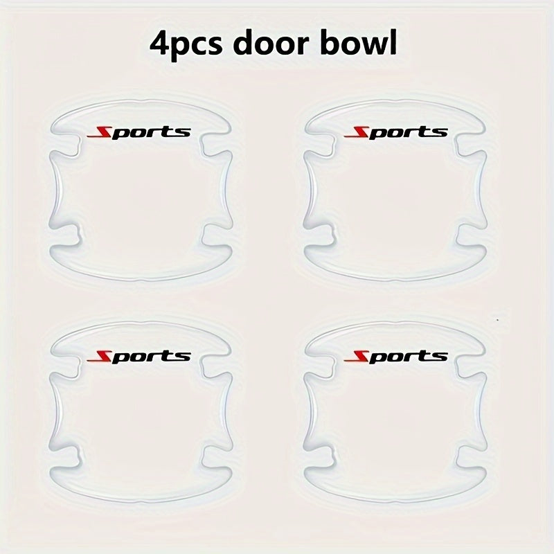 4/8 Спортивные серии прозрачные защитные наклейки для дверных ручек автомобиля - защита от царапин, защита от столкновений.