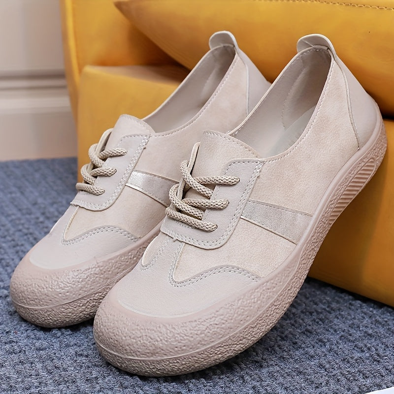 Women's Casual Flat Shoes Leather Comfortable Slip-On Footwear
