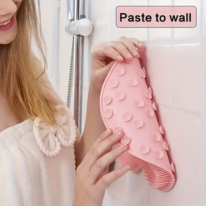 Silicone Shower Mat Bathtub Foot Back Scrubber Wall-Mounted Exfoliating Tool