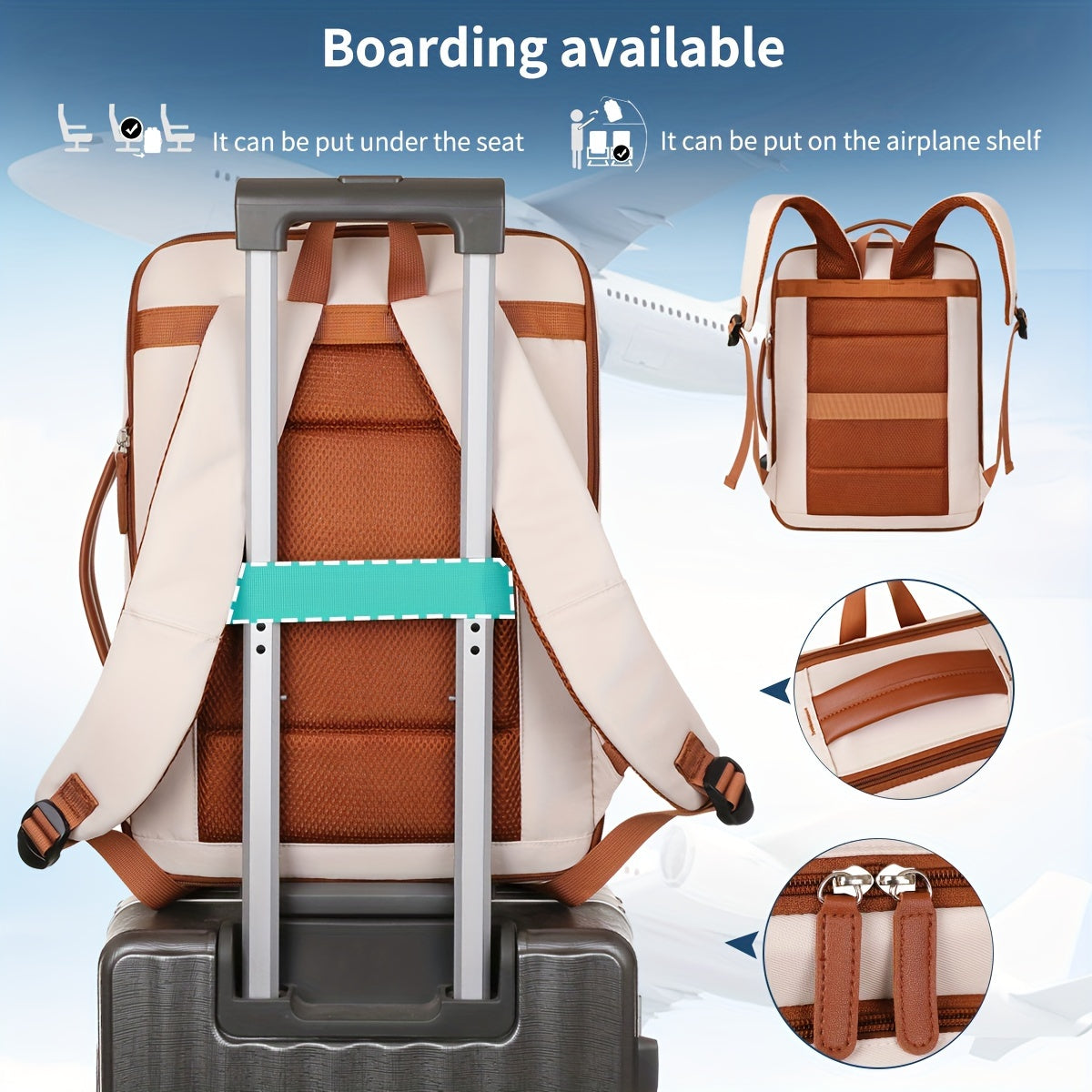 40L Travel Backpack with USB Charging and Packing Cubes for Weekender College Office Khaki