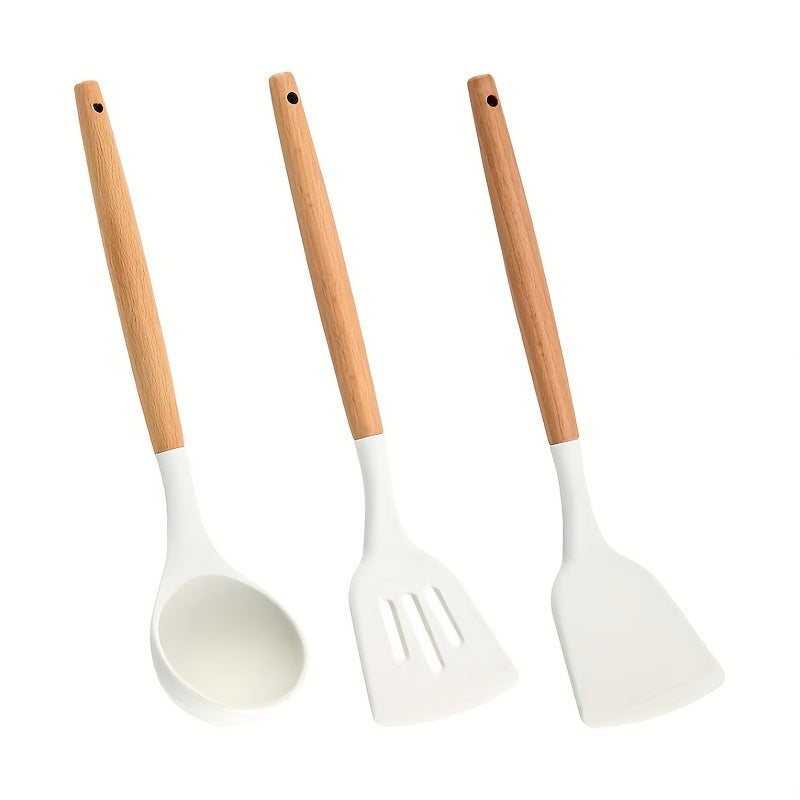 Silicone Spatula with Wooden Handle for Non-Stick Cooking and High Temperatures