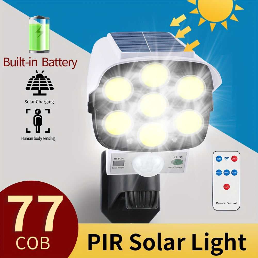 Solar Garden Light with 77 LEDs Motion Sensor 3 Modes Outdoor Floodlight