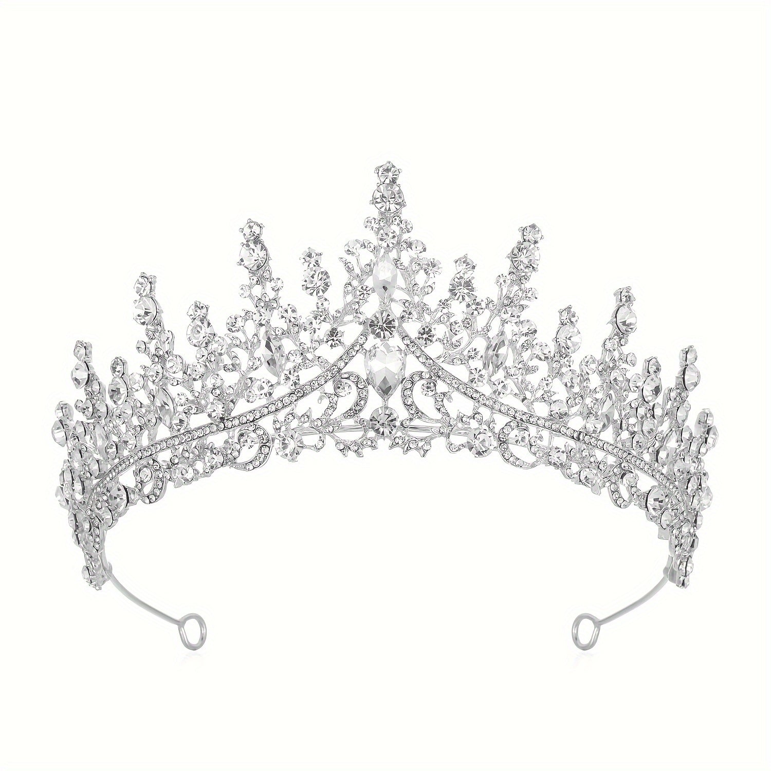 Rhinestone Leaf Crown Tiara for Bridal Princess Costume Wedding Party Accessories