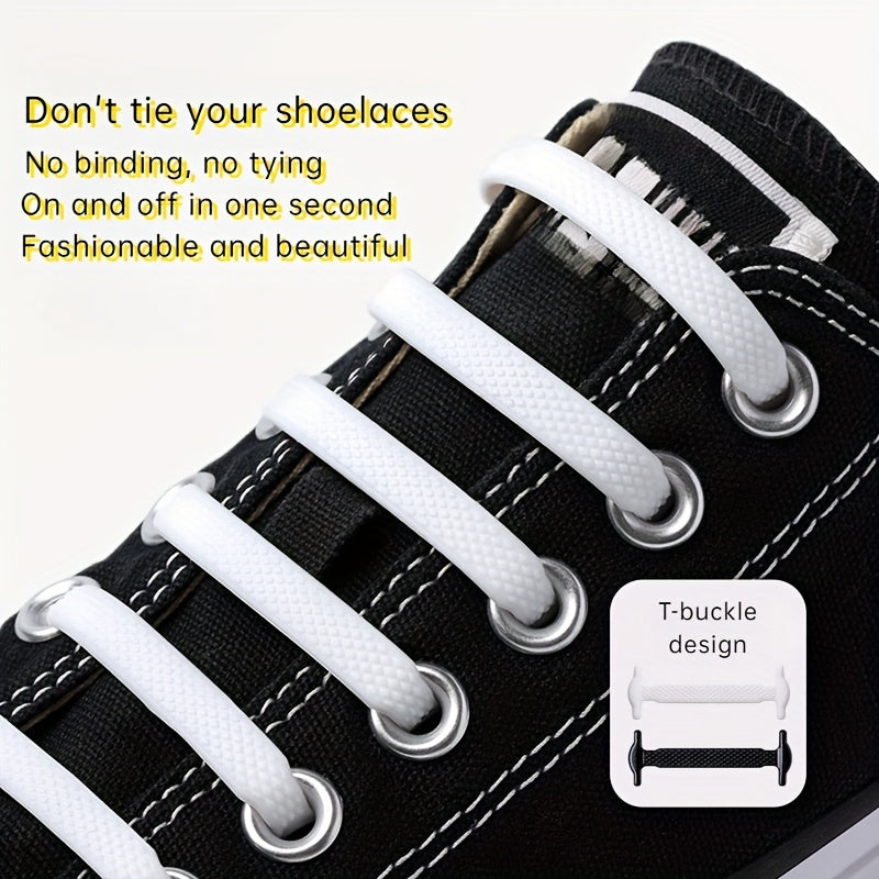 Unisex Elastic Silicone No-Tie Shoelaces for Sneakers and Casual Shoes