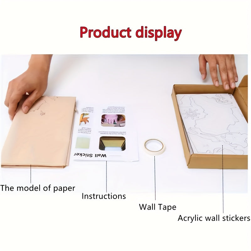 Bohemian Acrylic Wall Decor Map of the World with Airplane and Compass Rose 1mm Thick Adhesive Backing for Classroom Office Bedroom Living Room