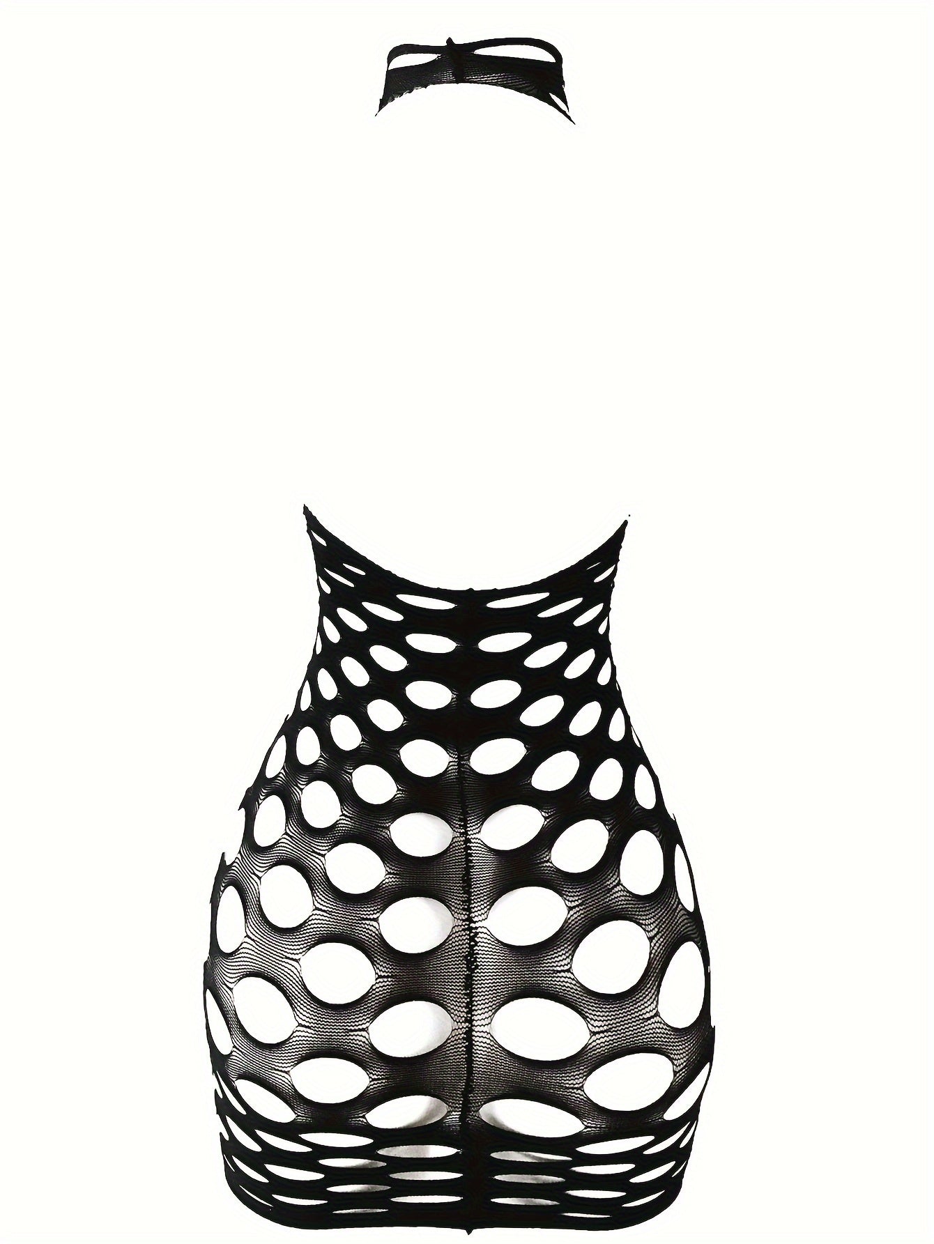 Women’s Fishnet Bodycon Dress with Halter Back and Cutout Details Sexy Lingerie