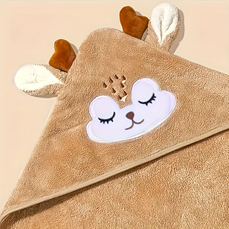 Милый мультяшный халат для детей с оленем - Уютный, дышащий и высоко впитывающий полотенце-обертка для детей, идеально подходит для отдыха и путешествий, легко стирается в стиральной машине - Хаки