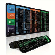 Alfombrilla de ratón extragrande extendida con accesos directos impresos para Word PPT Excel antideslizante y lavable para oficina y juegos
