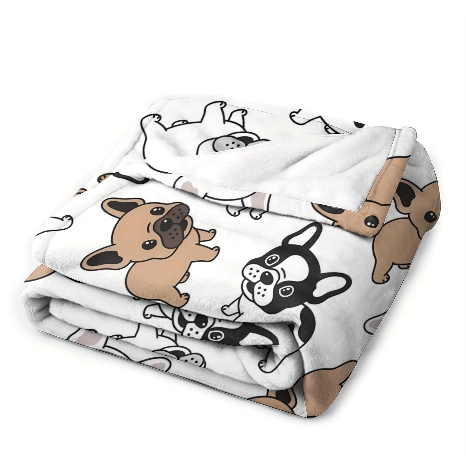 French Bulldog Flannel Blanket for Bed or Sofa, Tear-Resistant and Stain-Resistant, Multicolor