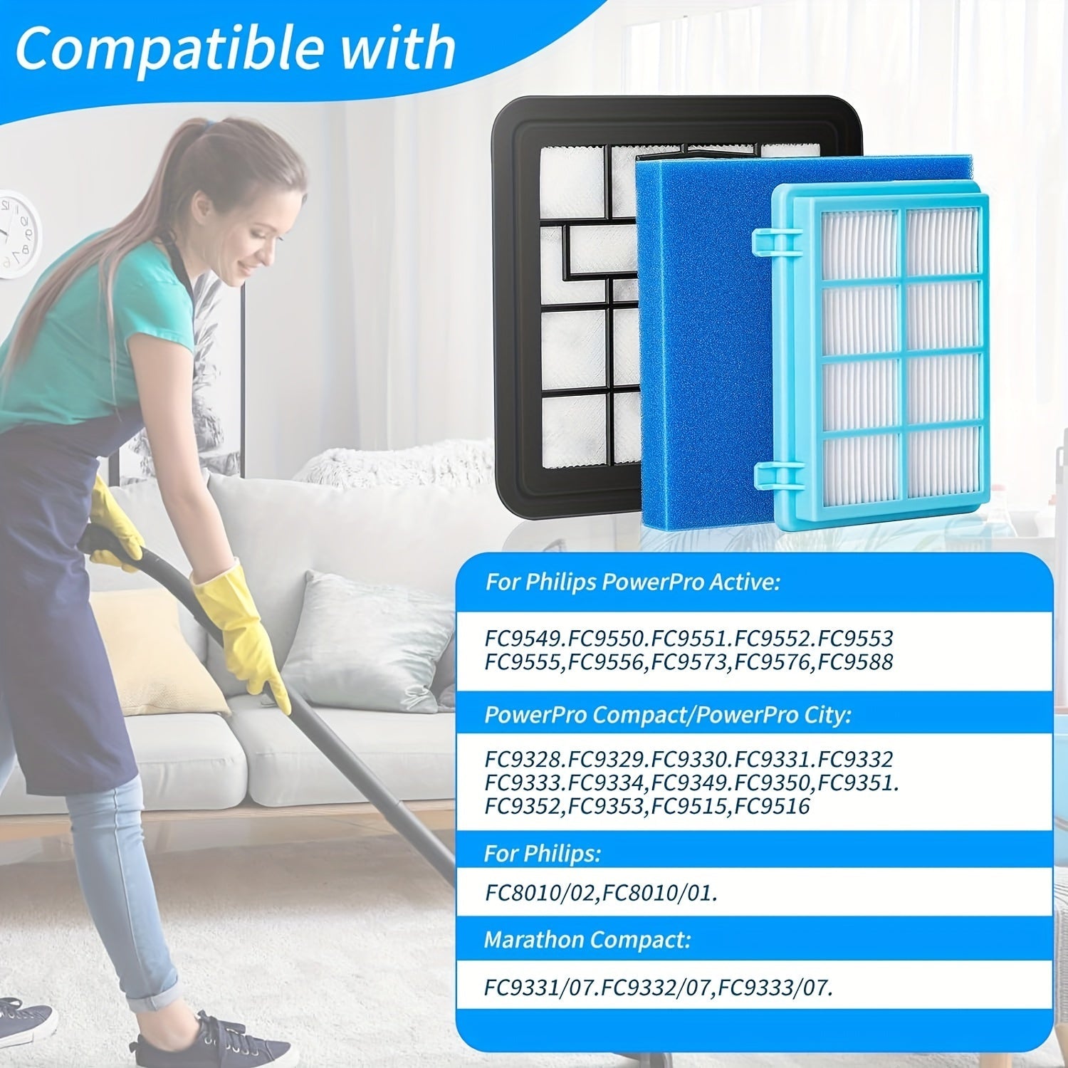 Philips PowerPro Compact changyutgichingizni Fishone yuqori samarali uch qavatli filtr to'plami bilan yangilang, toza tozalash tajribasi uchun. Oson almashtiriladi va ishlashni yaxshilaydi.