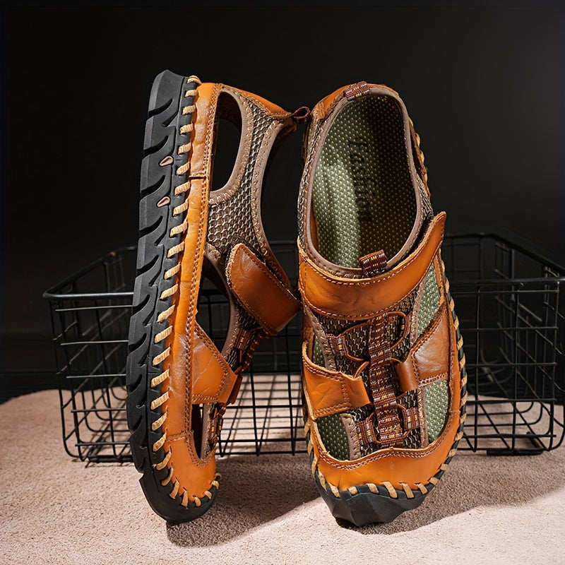 Erkaklar uchun tasodifiy sport sandallari, bir rangda, sozlanadigan bog'ich, kauchuk taglik va nafas oladigan, sirpanmaydigan dizayn bilan bahor, yoz va kuzda foydalanish uchun.