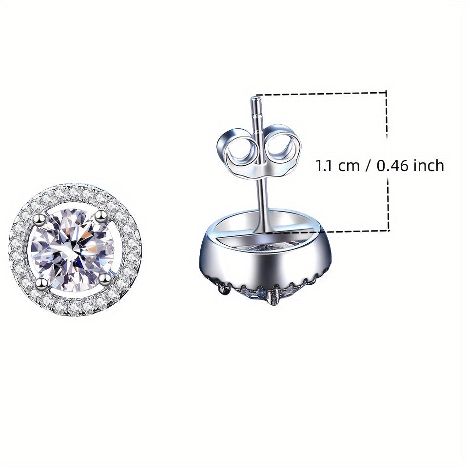 Set of 4 Moissanite Earrings 1ct Each Sterling Silver with Ring and Necklace in Multiple Colors