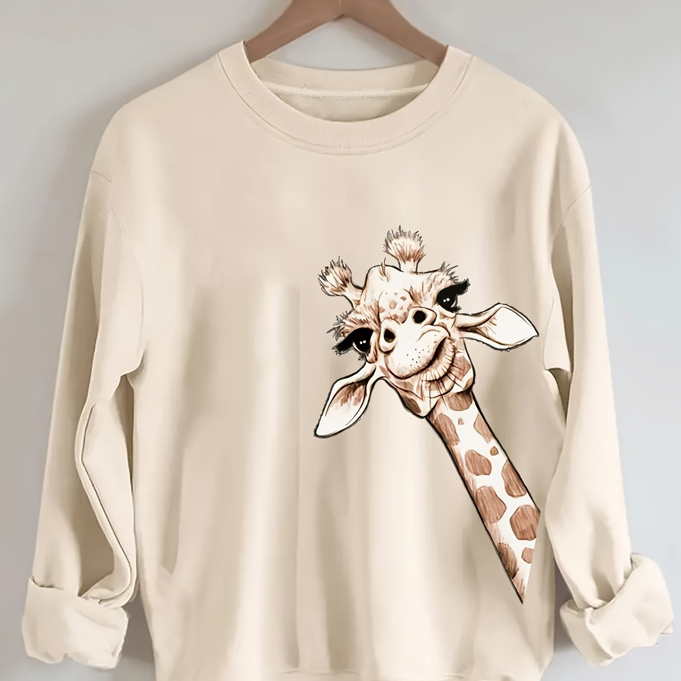 Women's Plus Size Giraffe Print Sweatshirt Casual Crew Neck Long Sleeve Pullover
