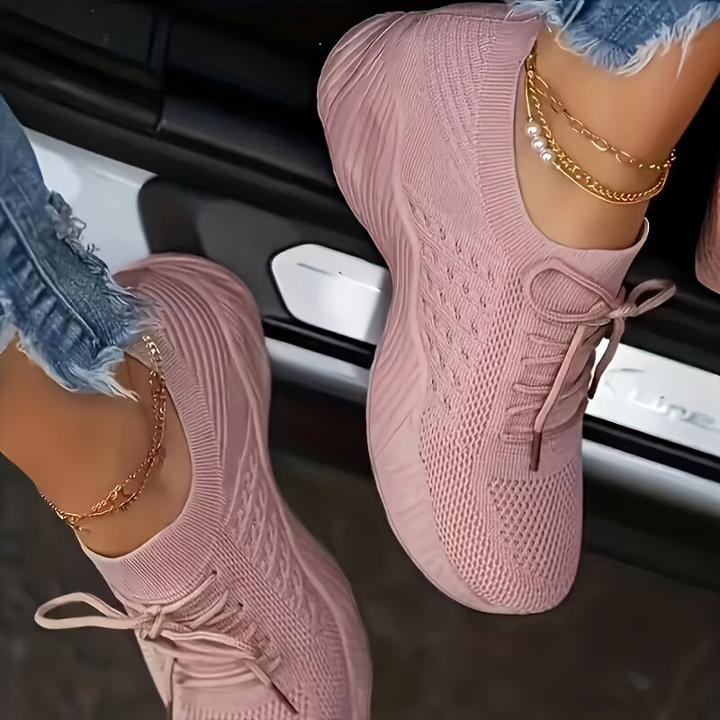 Women Mesh Lace-Up Sneakers Comfortable Lightweight Casual Shoes