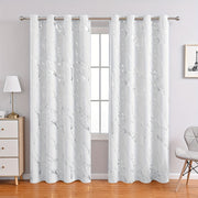 Blackout Curtains Set of 2 Modern Marble Pattern UV Protection Polyester for Living Room Bedroom