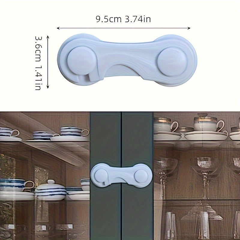 Set of 12 White Cabinet Door Locks with Adhesive Secure Drawer and Cupboard Locks