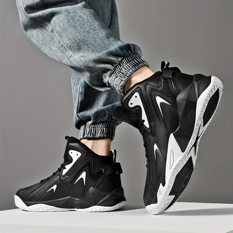 Plus Size Men's High Top Basketball Shoes Breathable Non Slip Shock Absorption Indoor Outdoor