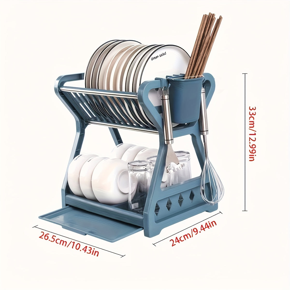 Plastic Kitchen Dish Rack Two Tiers Open Storage No Wood No Electricity