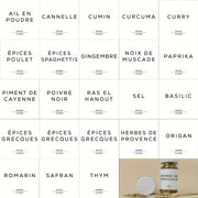 Set of 23 Waterproof Clear Kitchen Labels 2x2 Inches for Spices and Condiments