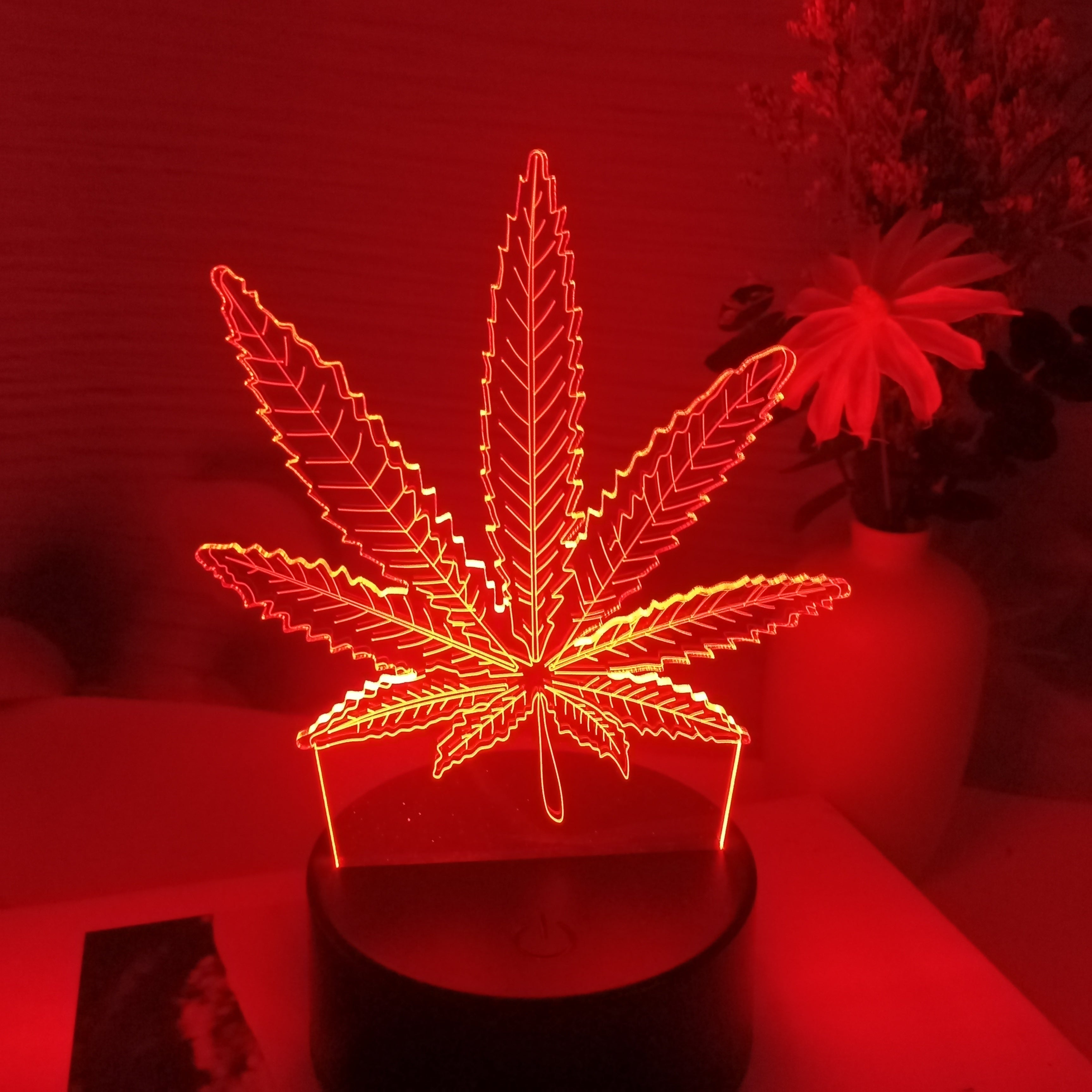 3D Maple Leaf Night Light with USB Power Touch Dimmable Glass Shade for Home Decor