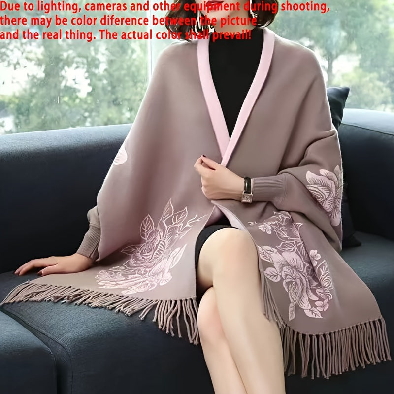 Women's Vintage Wool Shawl Coat for Autumn Winter Warm Stylish Cheongsam Alternative
