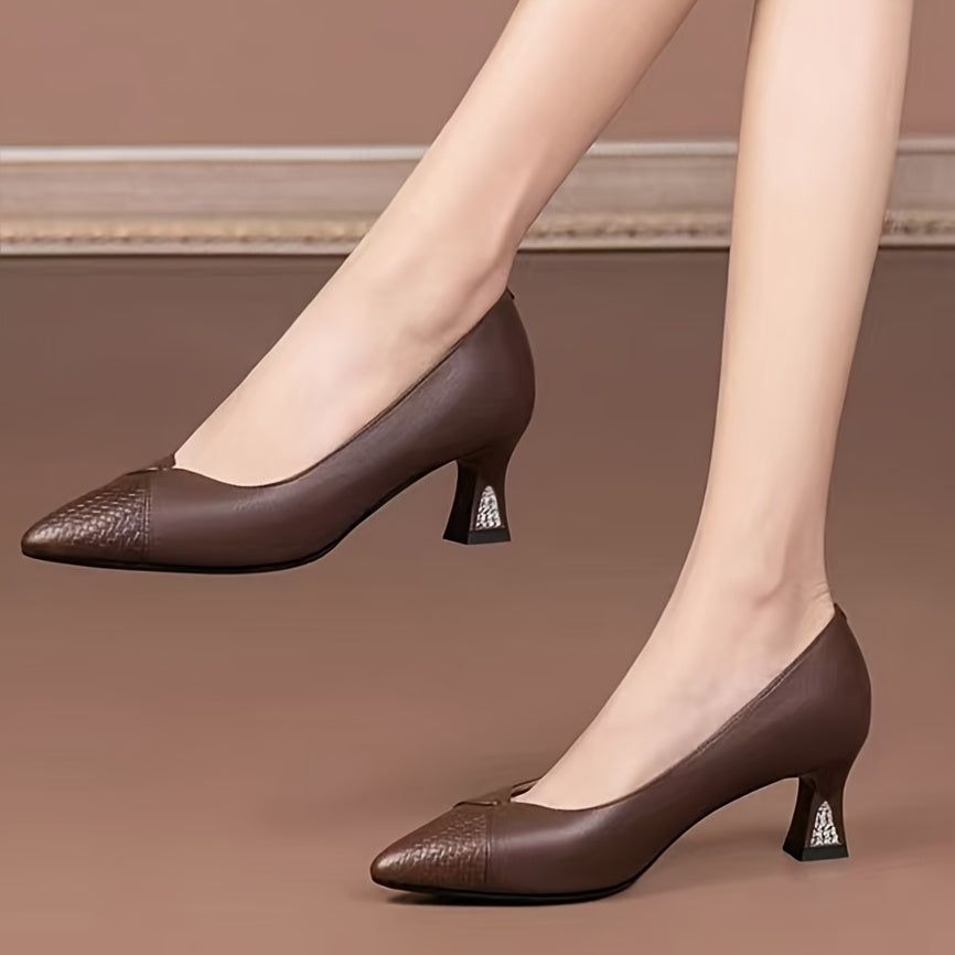 Women's Pointed Toe Stiletto Heels Black Synthetic Dress Shoes for Office and Formal Wear