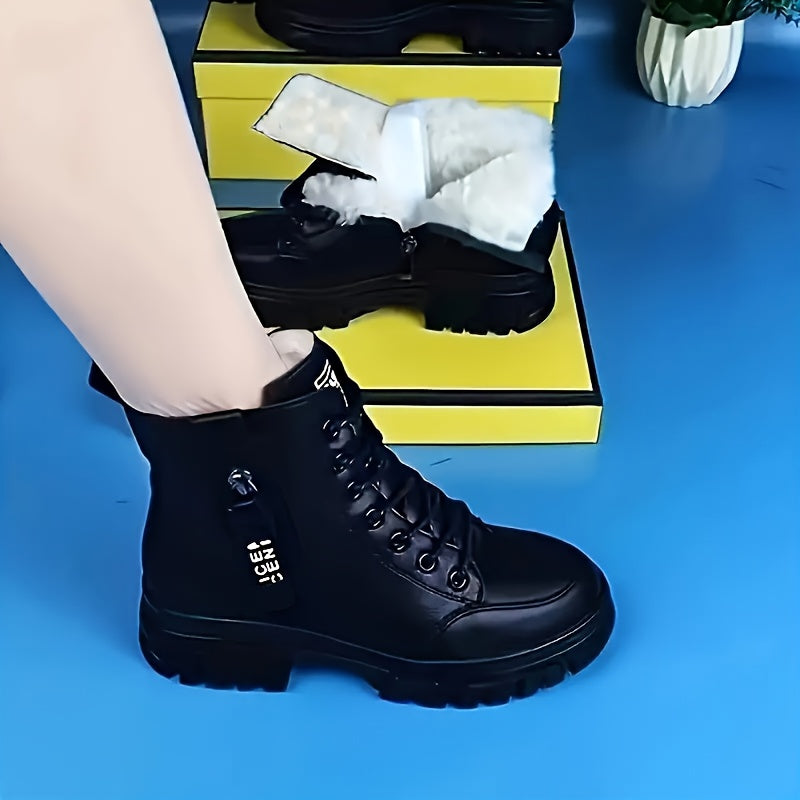 Women's Winter Boots Synthetic Leather Thick Platform Slip-Resistant Casual Formal