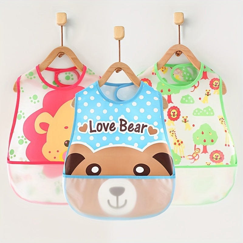 Baby Bibs Set for Children Up to 6 Years Water-Resistant Cartoon Design Polyester Easy to Clean