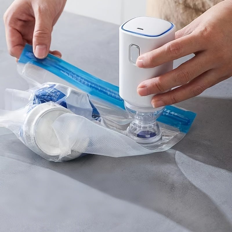 Один электрический вакуумный насос для пакетов для хранения продуктов, перезаряжаемый через USB с мощным отсасыванием воздуха, доступны два размера