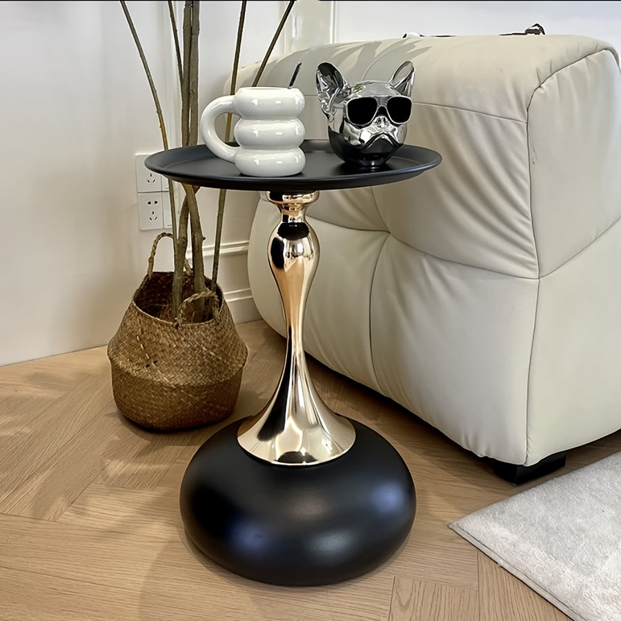 Glam Style Round Metal Side Table Unfinished Finish Portable Living Room End Table