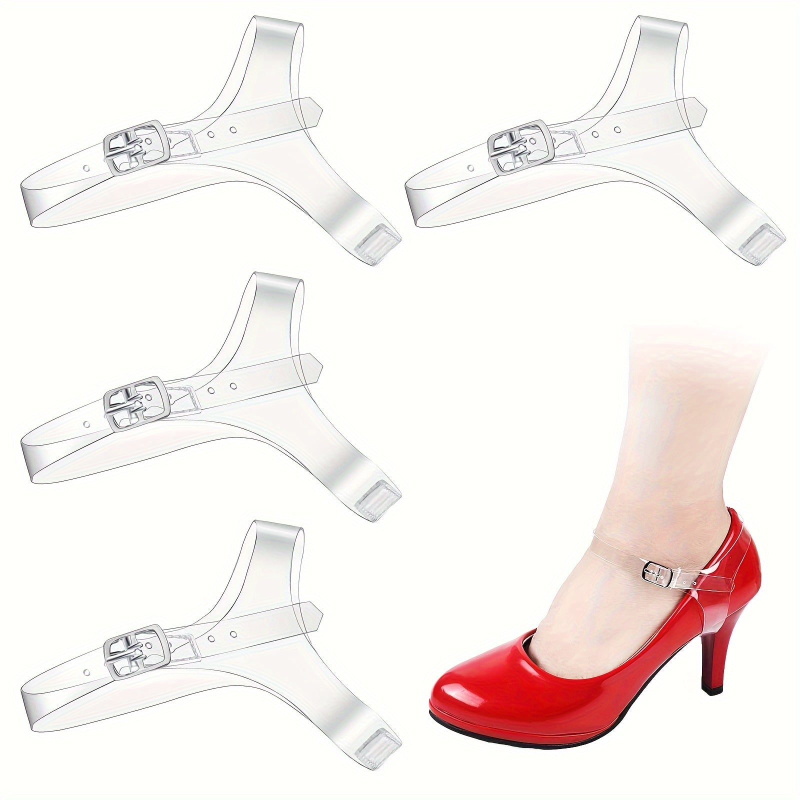 Women's Transparent Plastic Shoe Straps for High Heels, Detachable Ankle Laces