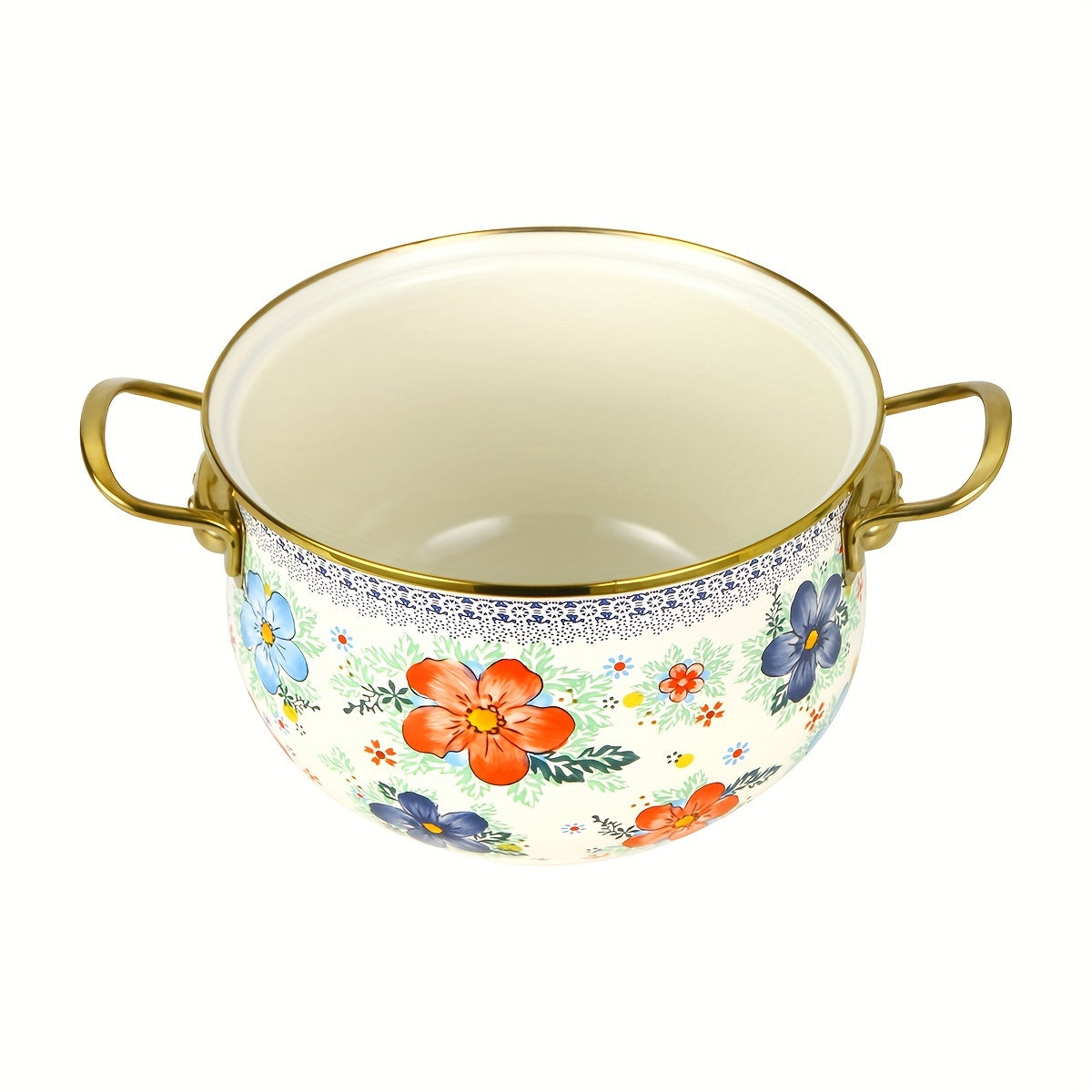 Enamel Soup and Stew Pot with Dual Handles, Clear Lid, Suitable for Gas and Induction Stoves
