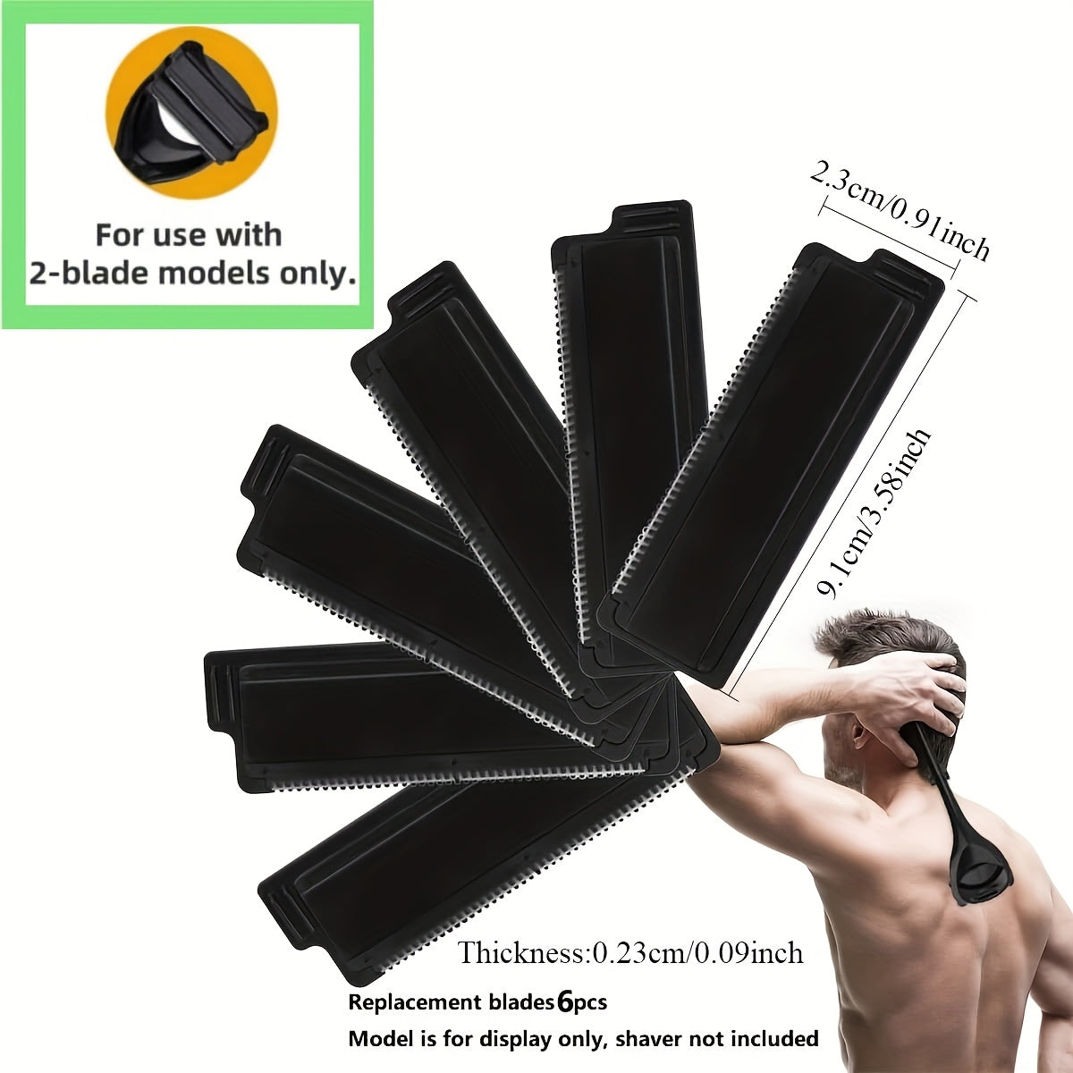 Men Back Shaver Set With Safety Blade Tech Ergonomic Handle Wet Dry Use