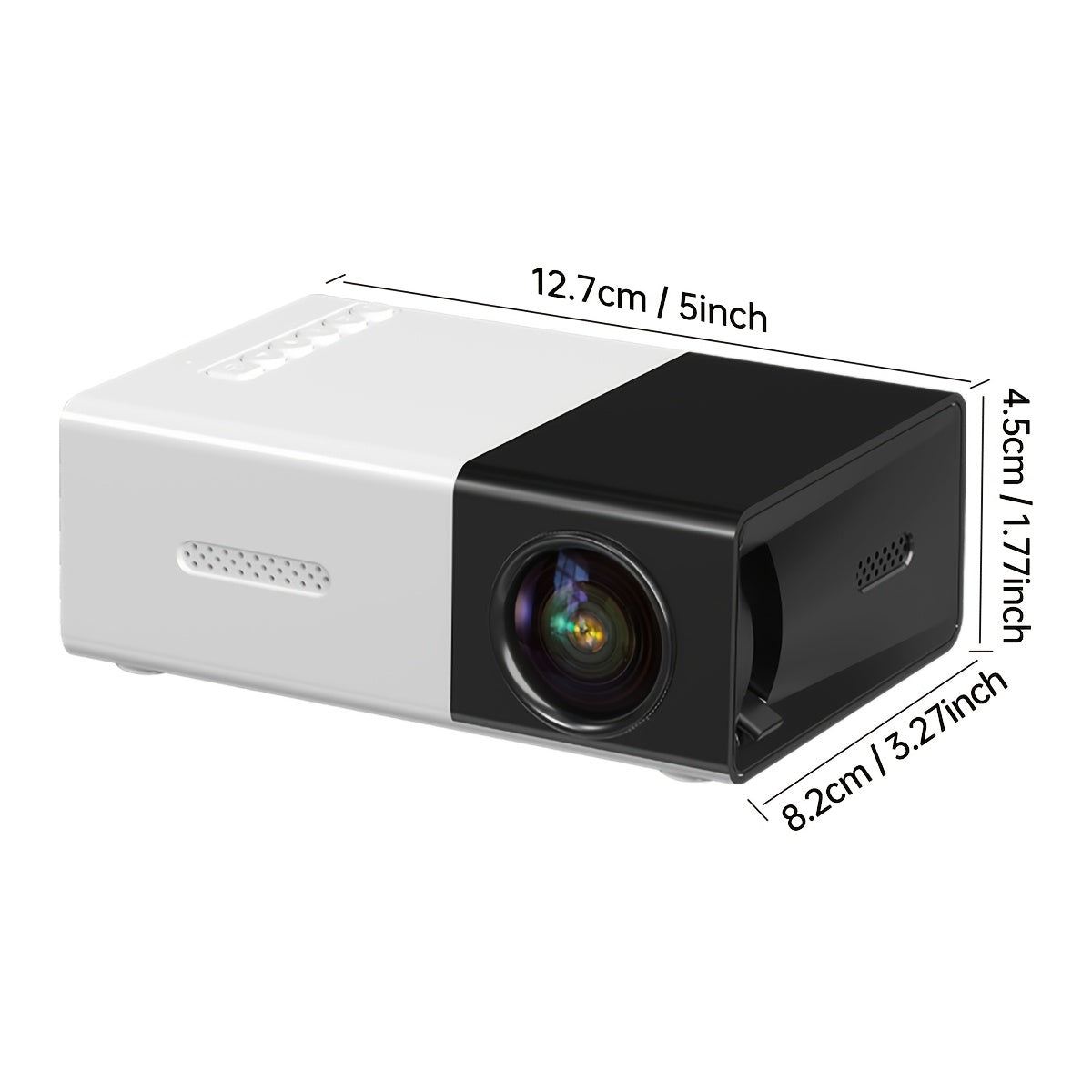 Black White LED Video Projector with Remote and Built-in Speaker