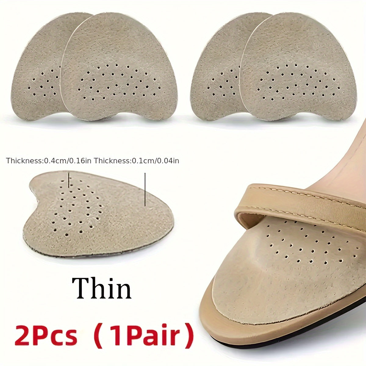 Women's High Heel Insoles Anti-Slip Forefoot Pads Soft Leather Comfortable Support